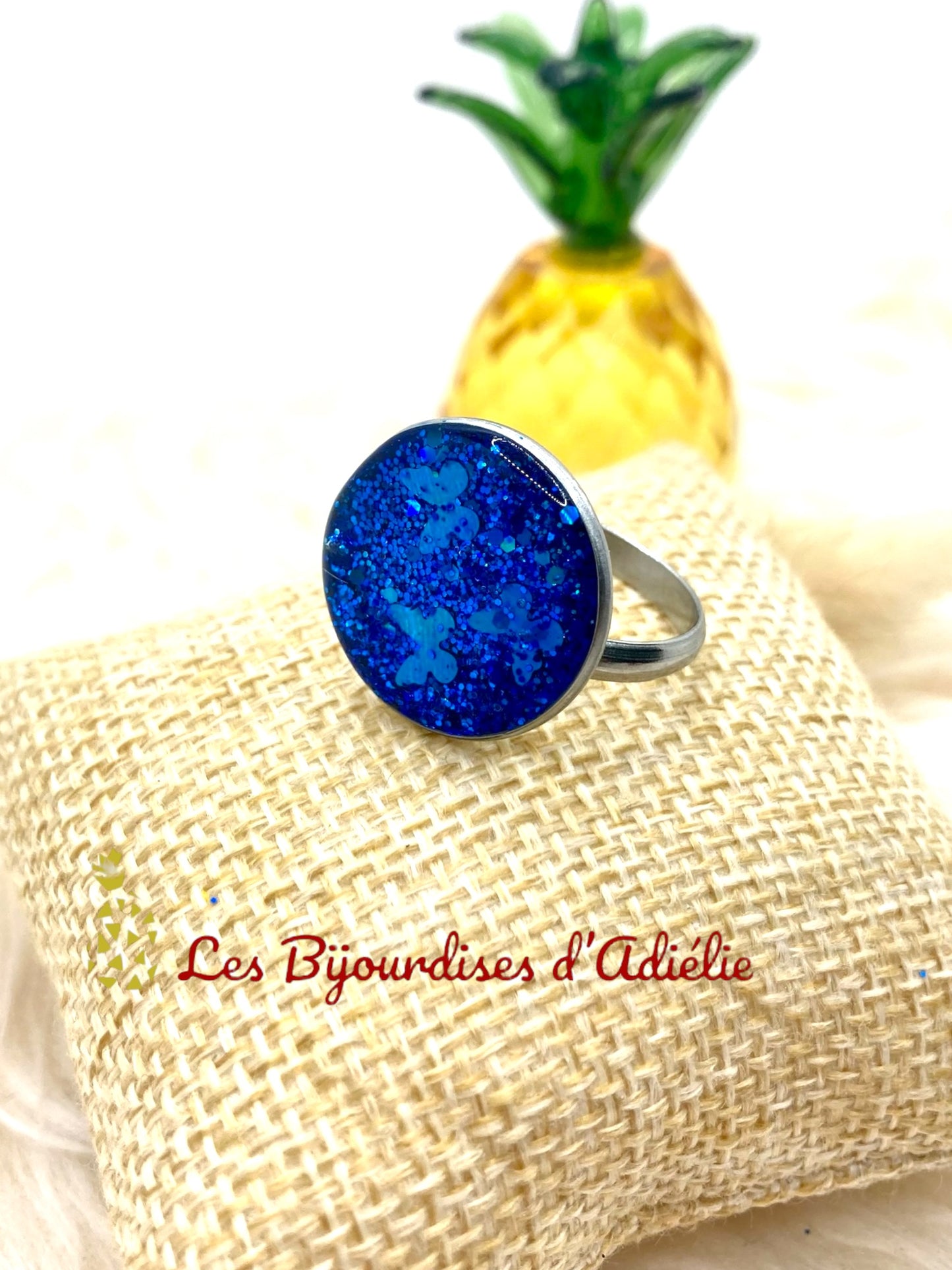 Papillons bleus - Création bague réglable