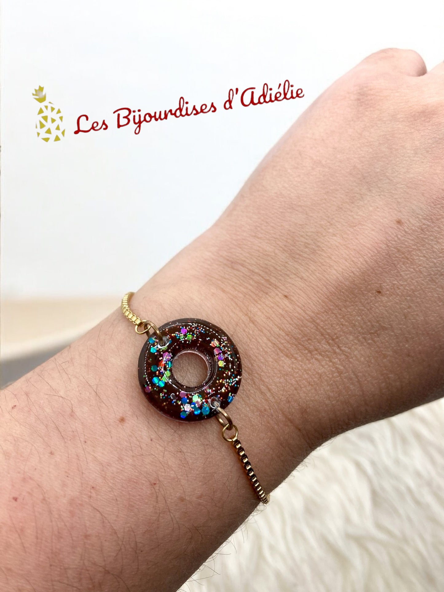 JOY - Création bracelet (doré ou argenté)marron translucide