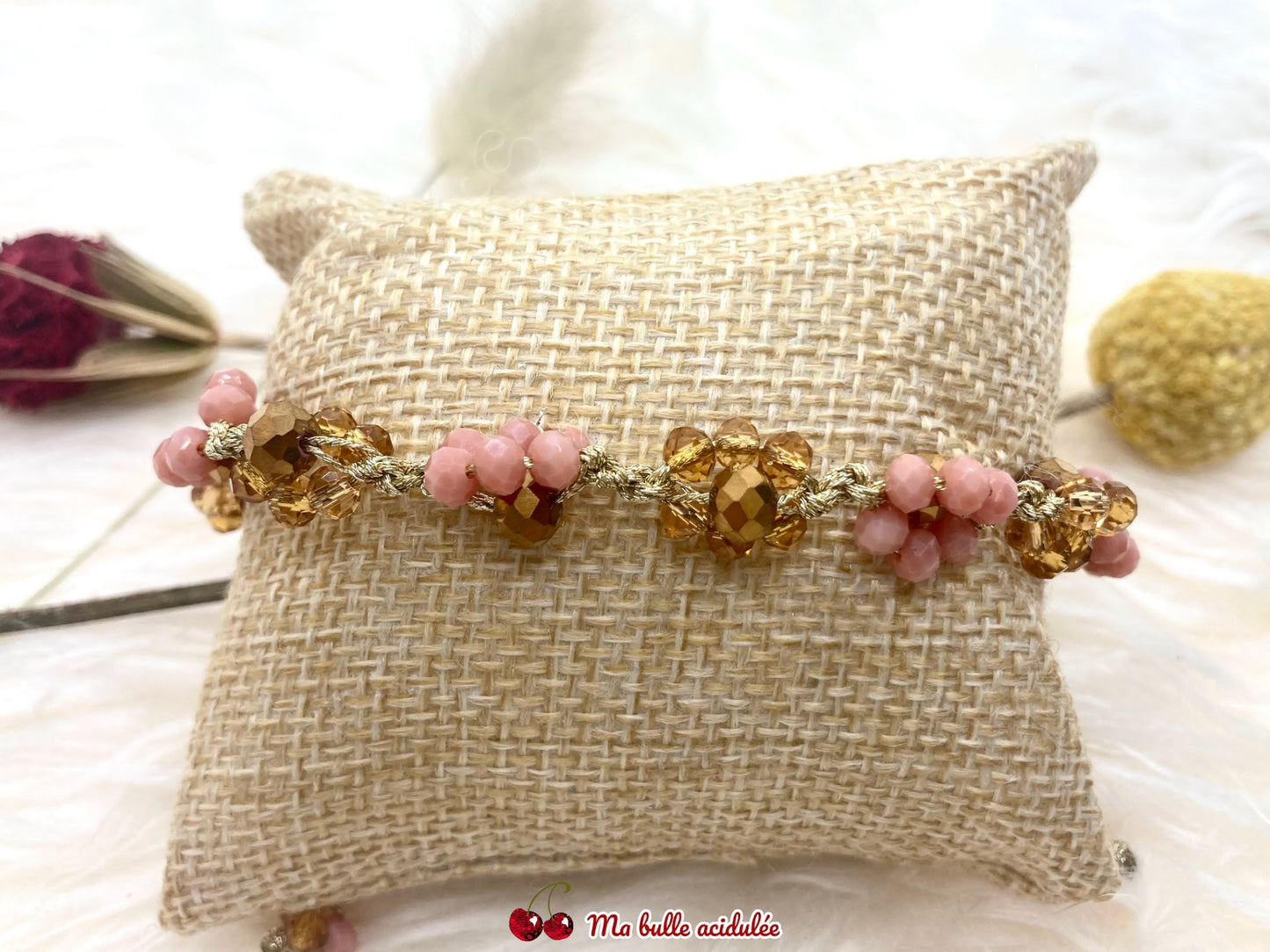 ROMY - Bracelet réglable rose-marron