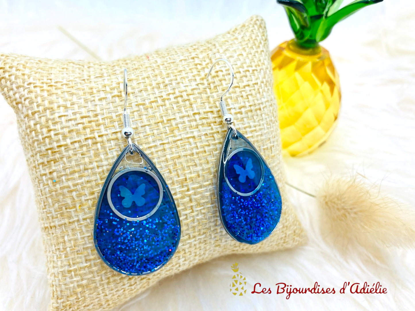 NORA - Création Boucles d’oreilles (bleue)