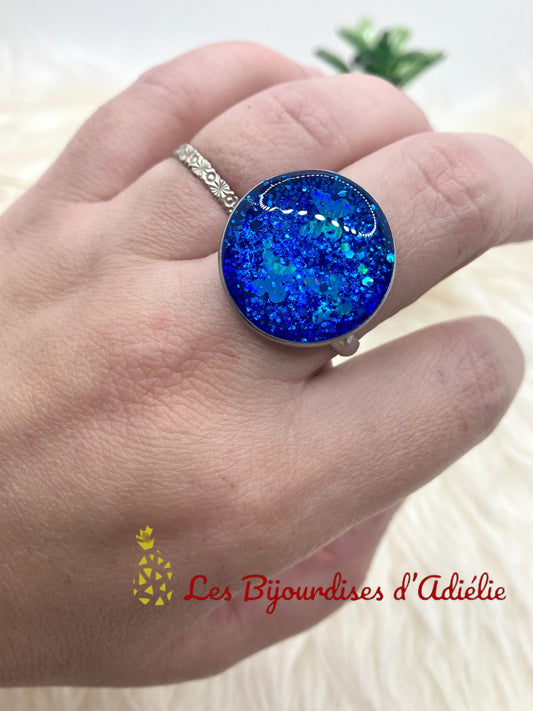 Papillons bleus - Création bague réglable